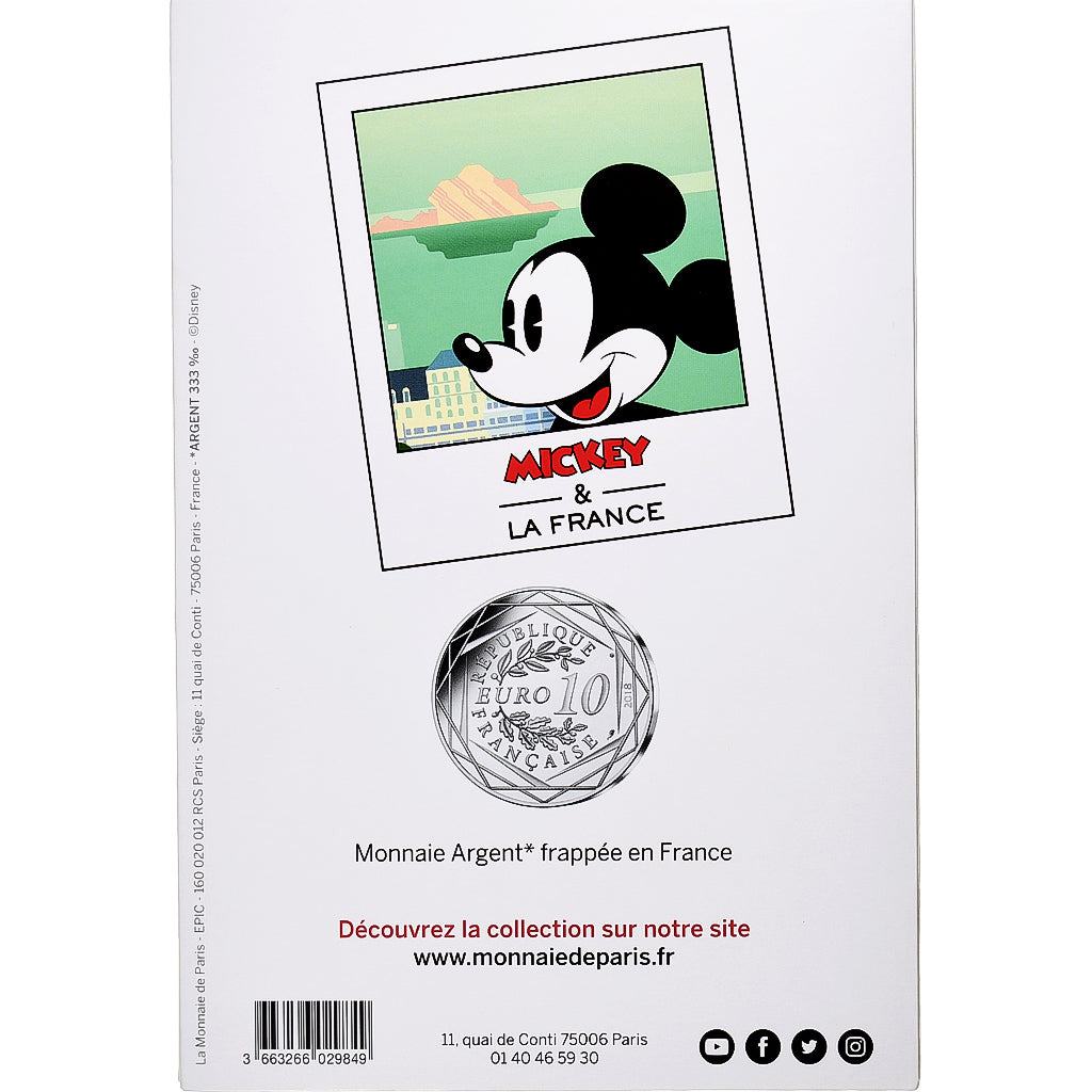 France, 10 Euro, Mickey Nouvelle vague, 2018, MDP, Silver, MS(63)