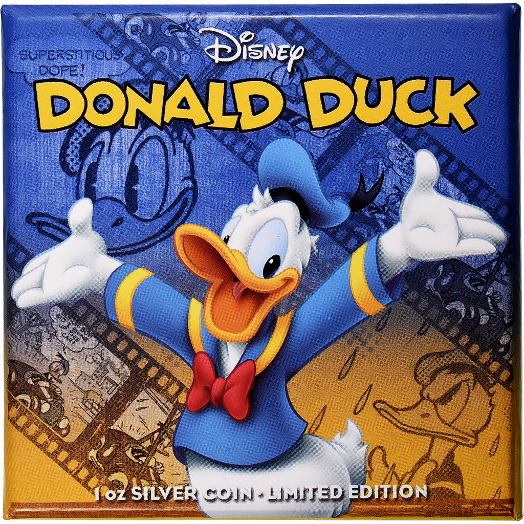 Niue, 2 dollars, 1 Oz, Disney, Donald Duck, 2014, Auckland, Proof, Colorized