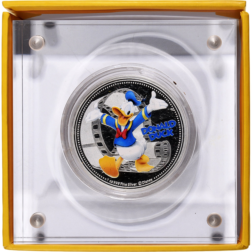Niue, 2 dollars, 1 Oz, Disney, Donald Duck, 2014, Auckland, Proof, Colorized