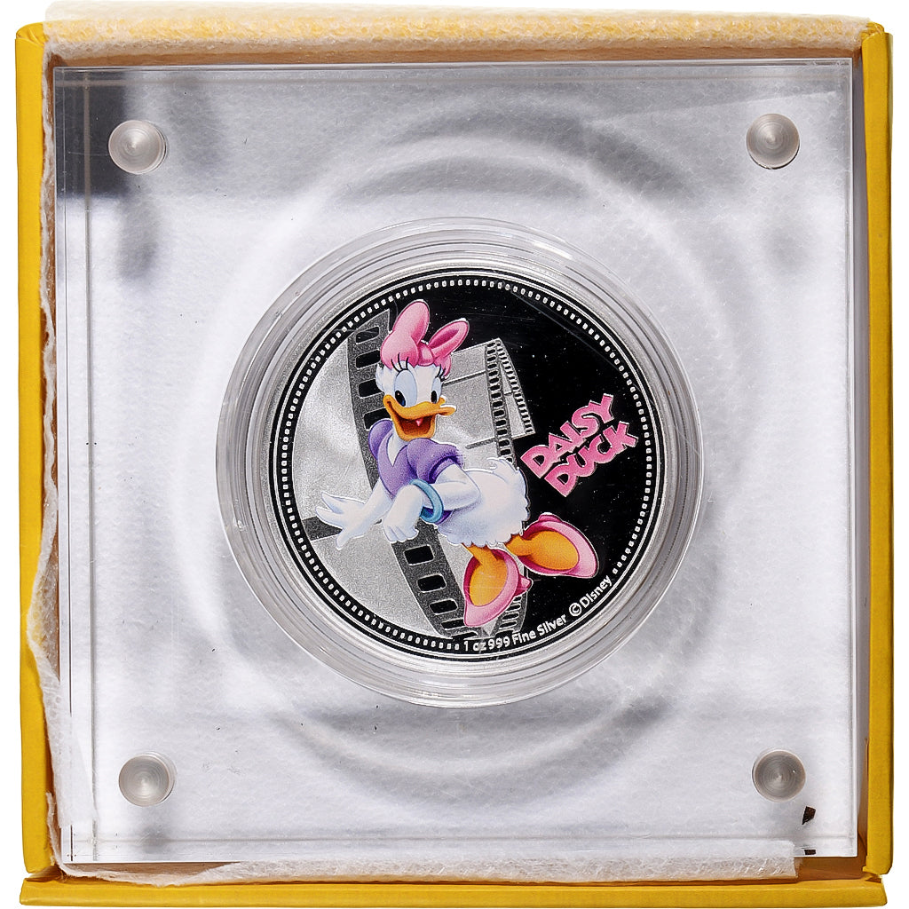 Niue, 2 dollars, 1 Oz, Disney, Daisy Duck, 2014, Auckland, Proof, Colorized