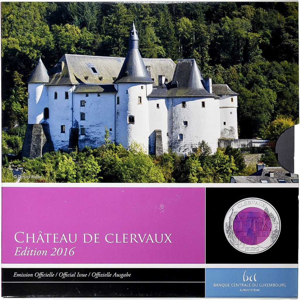 Luxembourg, Henri, 5 Euro, Château de Clervaux, Proof, 2016, Bi-Metallic