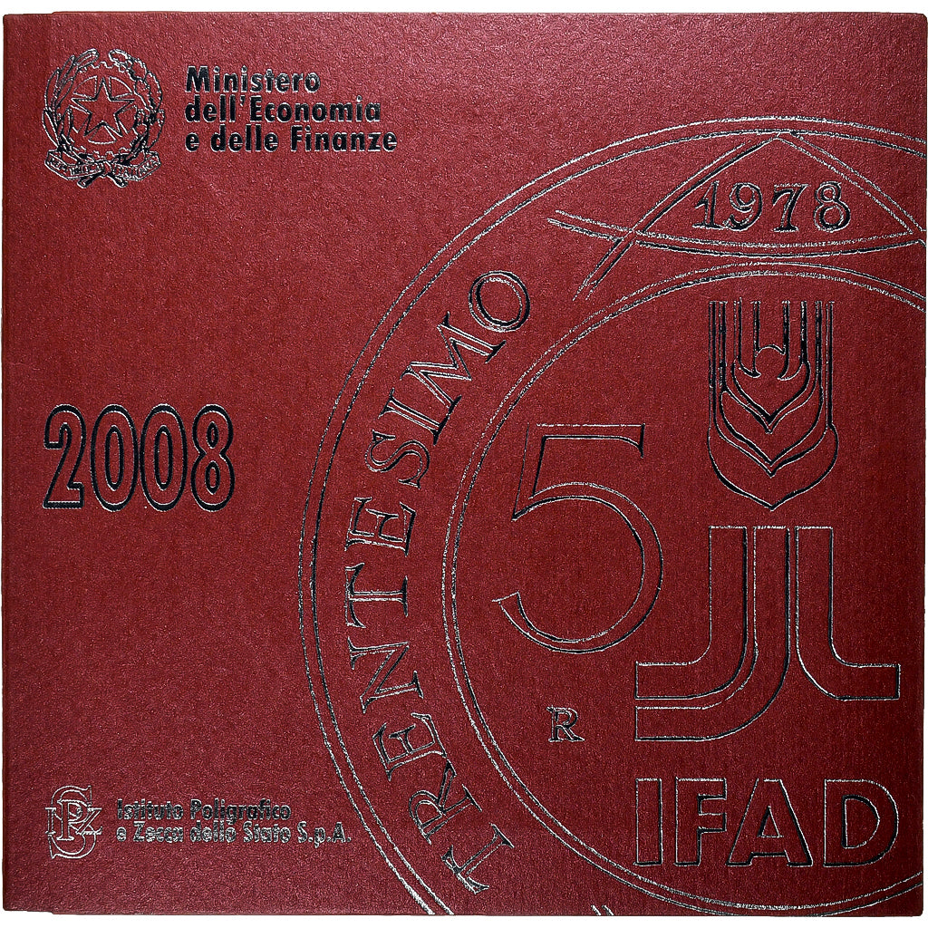 Italia, Set 1 ct. - 5 Euro, 30th Anniversary of IFAD, Coin card.FDC, 2008, Rome