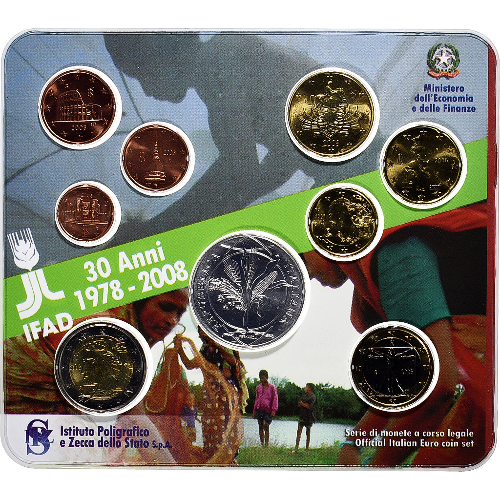 Italia, Set 1 ct. - 5 Euro, 30th Anniversary of IFAD, Coin card.FDC, 2008, Rome
