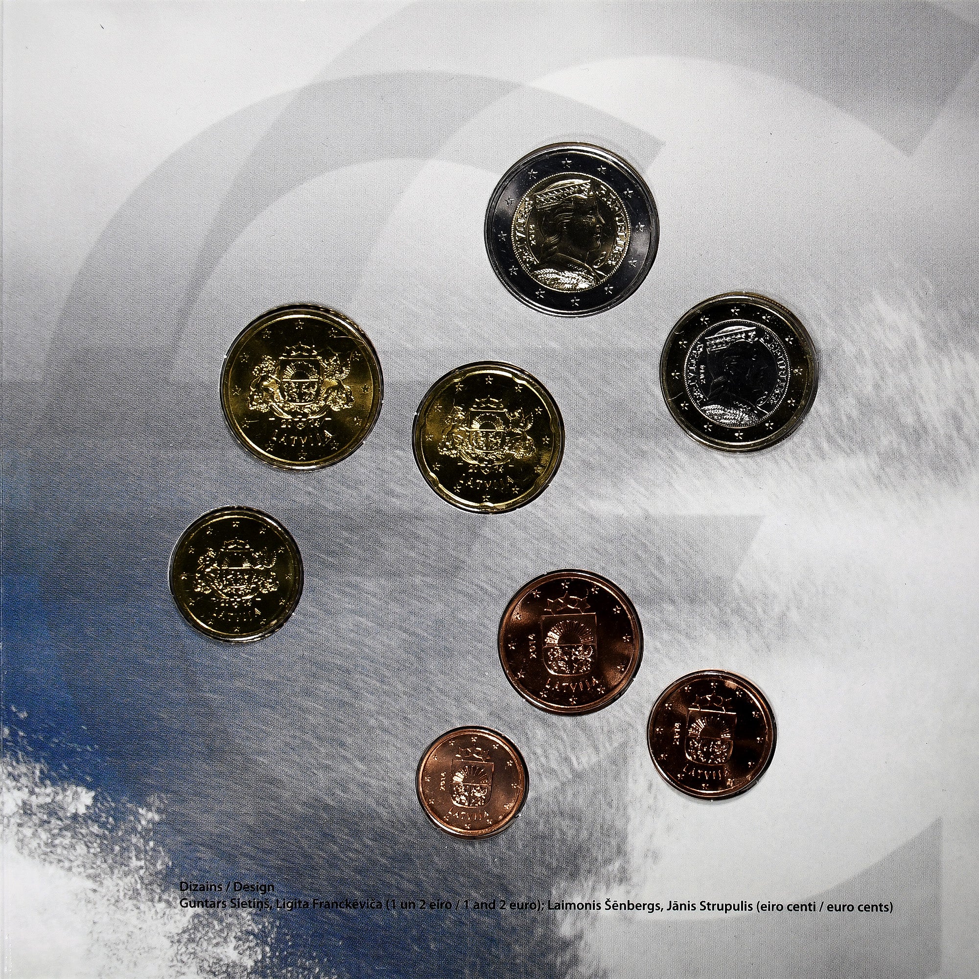 Letonia, Set 1 ct. - 2 Euro, euro set, 2014, Sin información, FDC