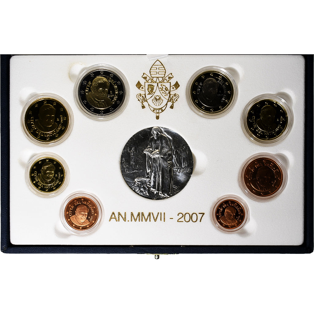 Vaticaan, Benedict XVI, Set 1 ct. - 2 Euro + Medal, Proof, 2007, Rome, n.v.t.