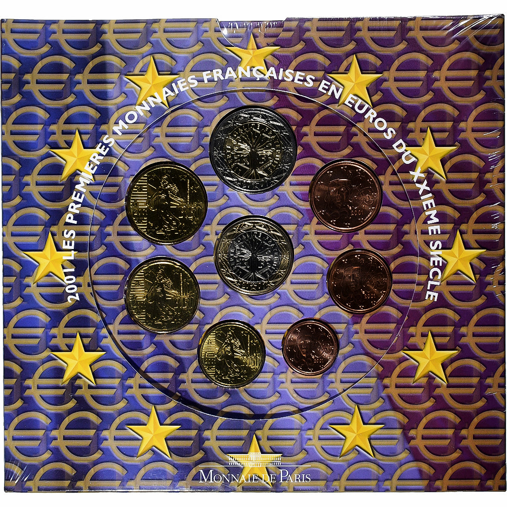 France, Coffret 1c. à 2€, BU, 2001, MDP, MS(65-70)