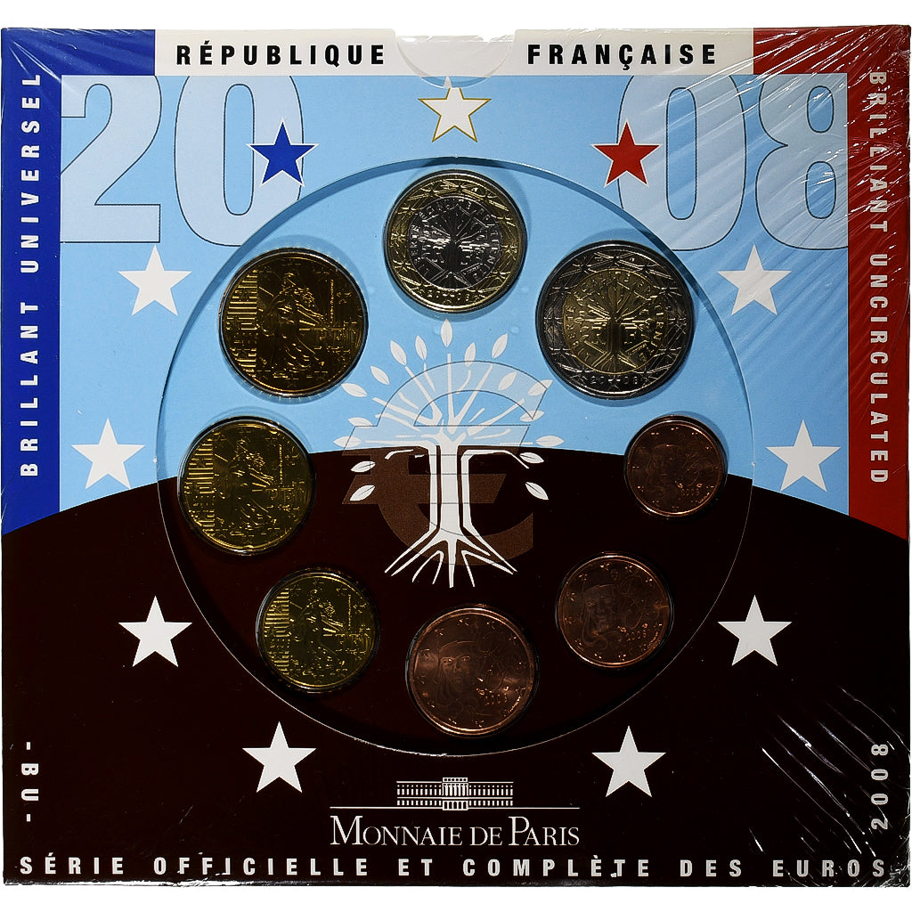 France, Coffret 1c. à 2€, BU, 2008, MDP, MS(65-70)
