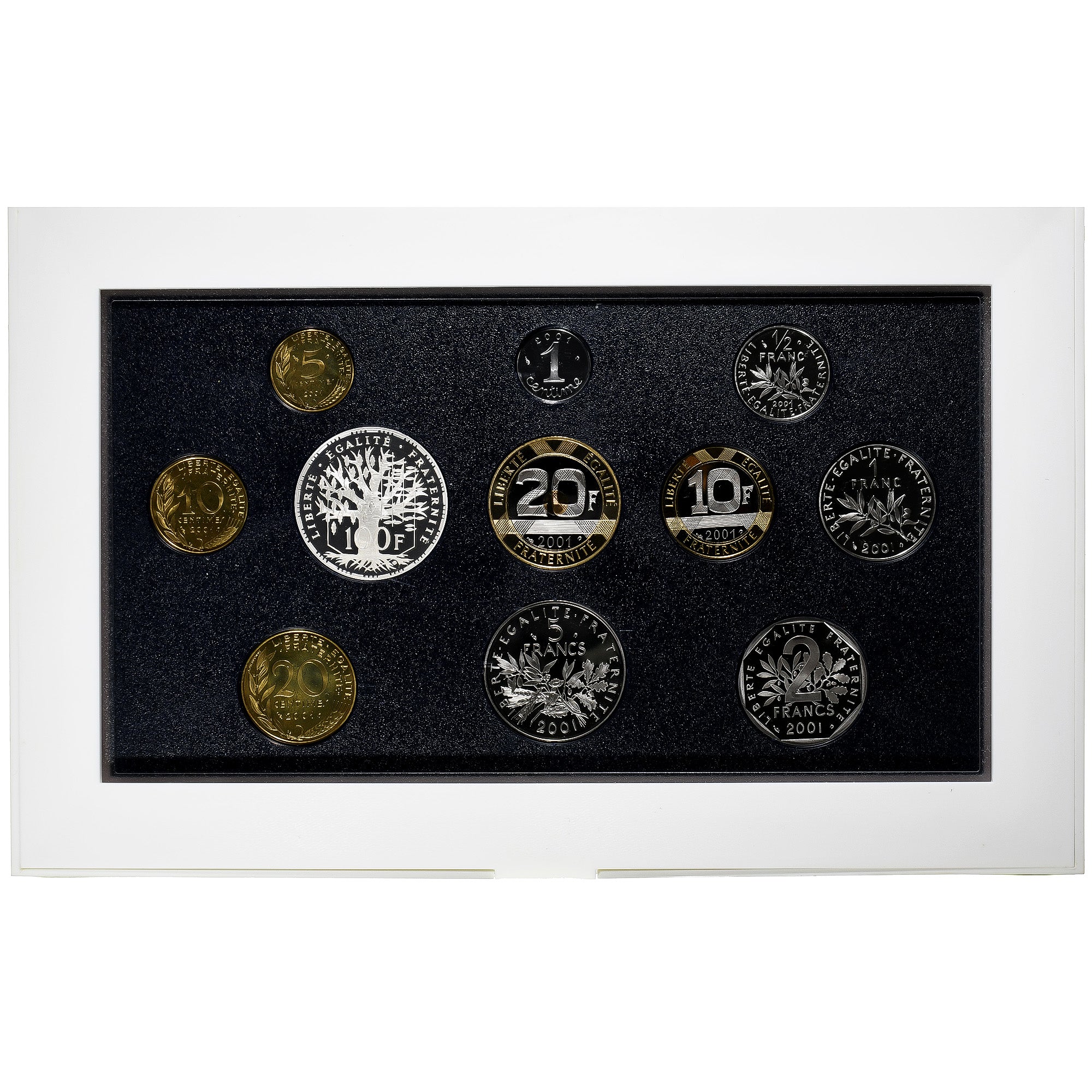 France, Coffret 1 c. à 100 frs., 2001, MDP, Proof, MS(65-70)