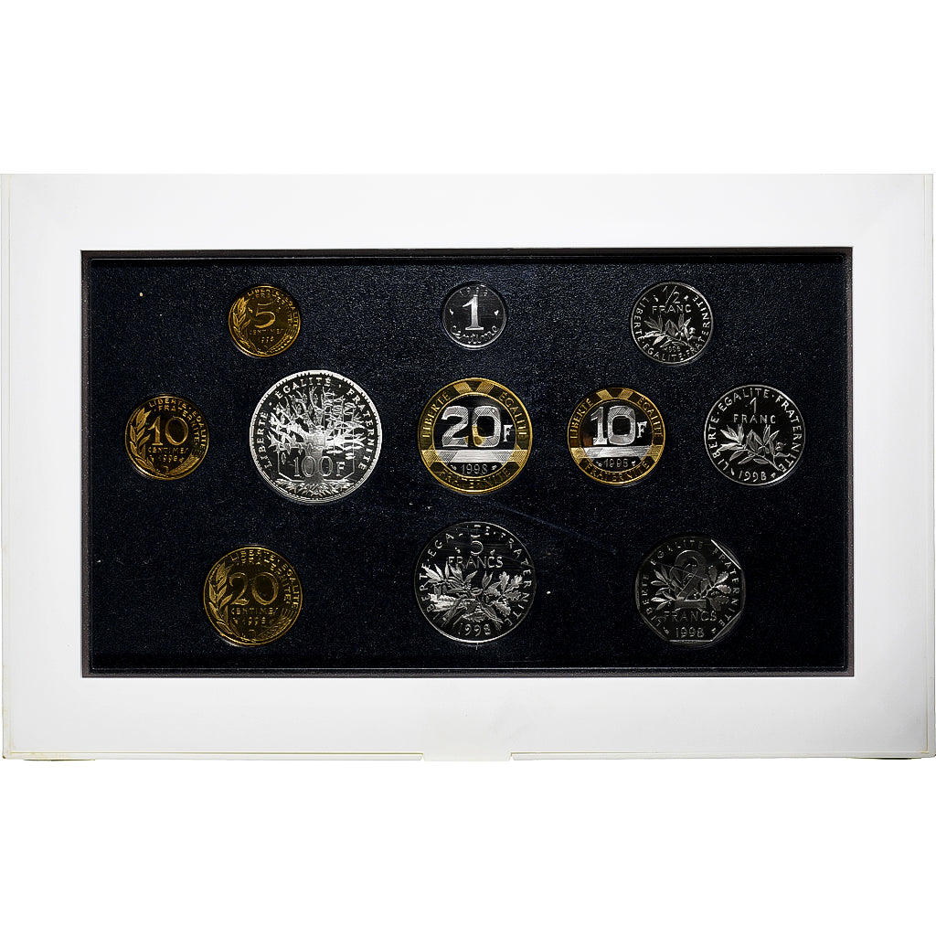 Francja, Coffret 1 c. à 100 frs., 1998, Monnaie de Paris, Proof, ND, MS(65-70)