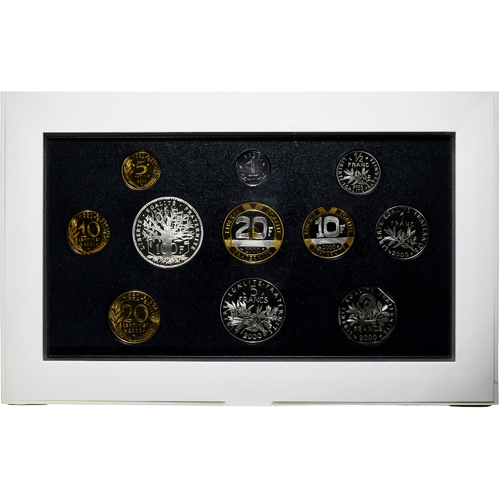 France, Coffret 1 c. à 100 frs., 2000, MDP, Proof, MS(65-70)