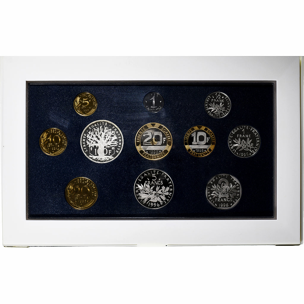 France, Coffret 1 c. à 100 frs., 1996, MDP, Proof, MS(65-70)