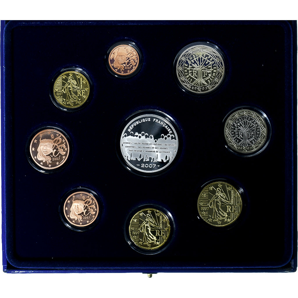 France, Coffret 1c. à 15€, Panthéon, Proof, 2007, MDP, Silver, MS(65-70)