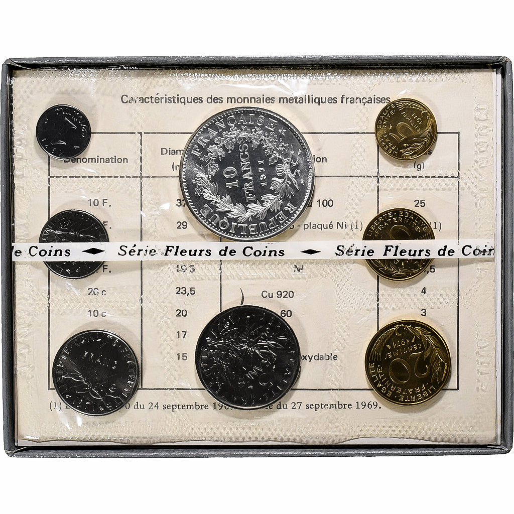 France, Coffret 1 c. à 10 frs., 1971, MDP, série FDC, MS(65-70)