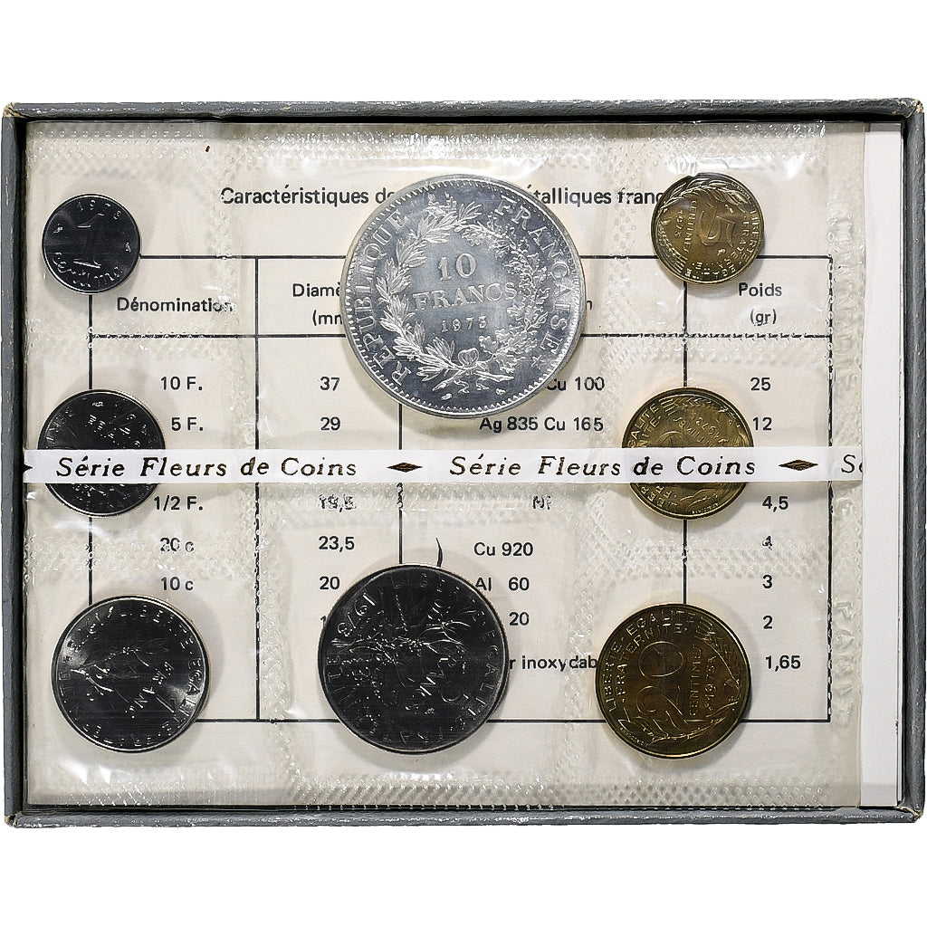 France, Coffret 1 c. à 10 frs., 1973, MDP, série FDC, MS(65-70)