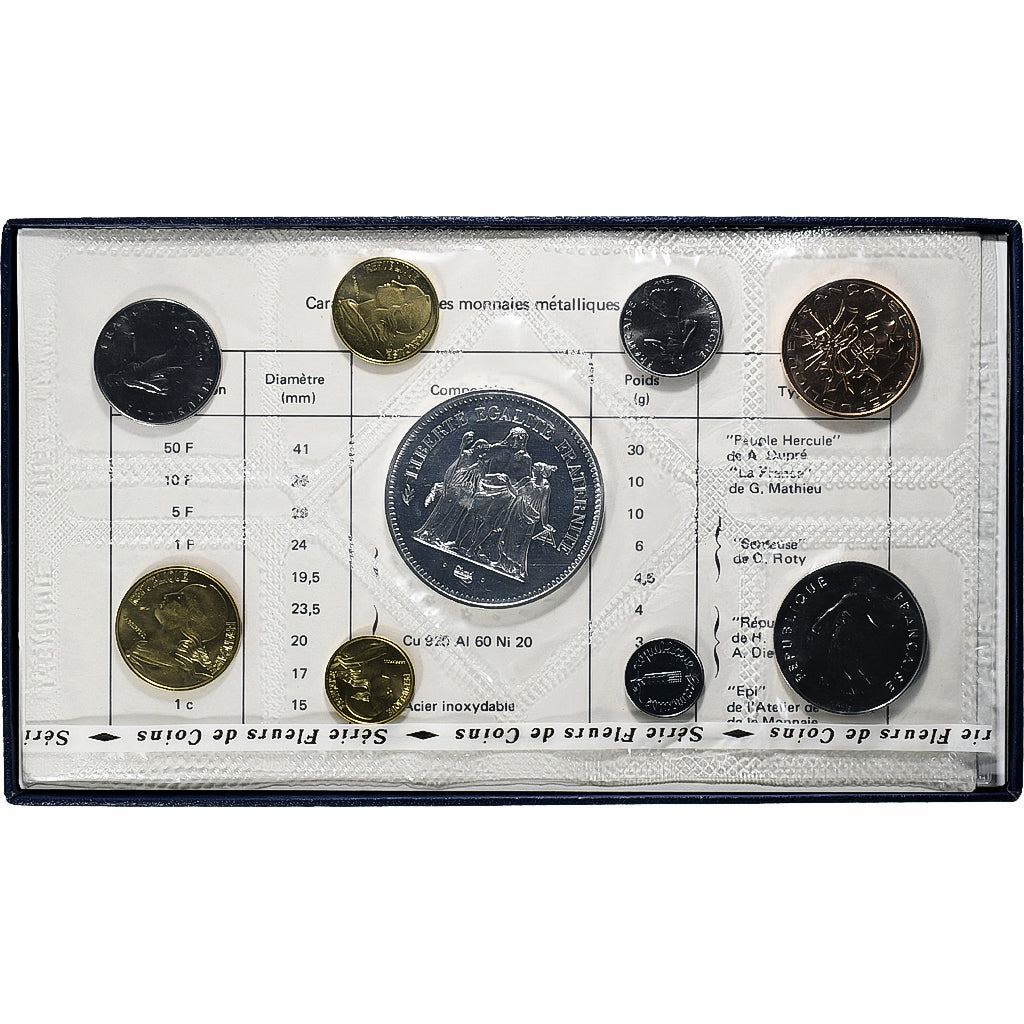France, Coffret 1 c. à 50 frs., 1974, MDP, série FDC, MS(65-70)