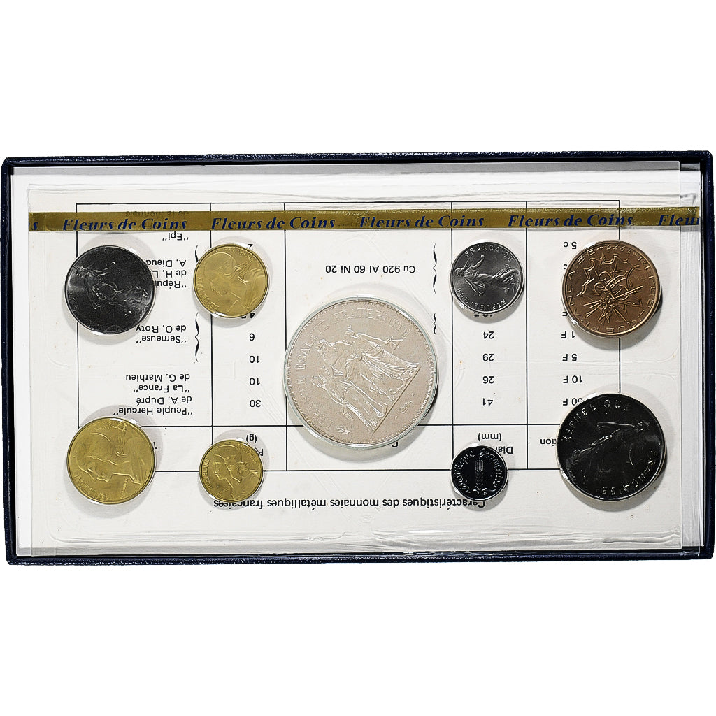 France, Coffret 1 c. à 50 frs., 1975, MDP, série FDC, MS(65-70)