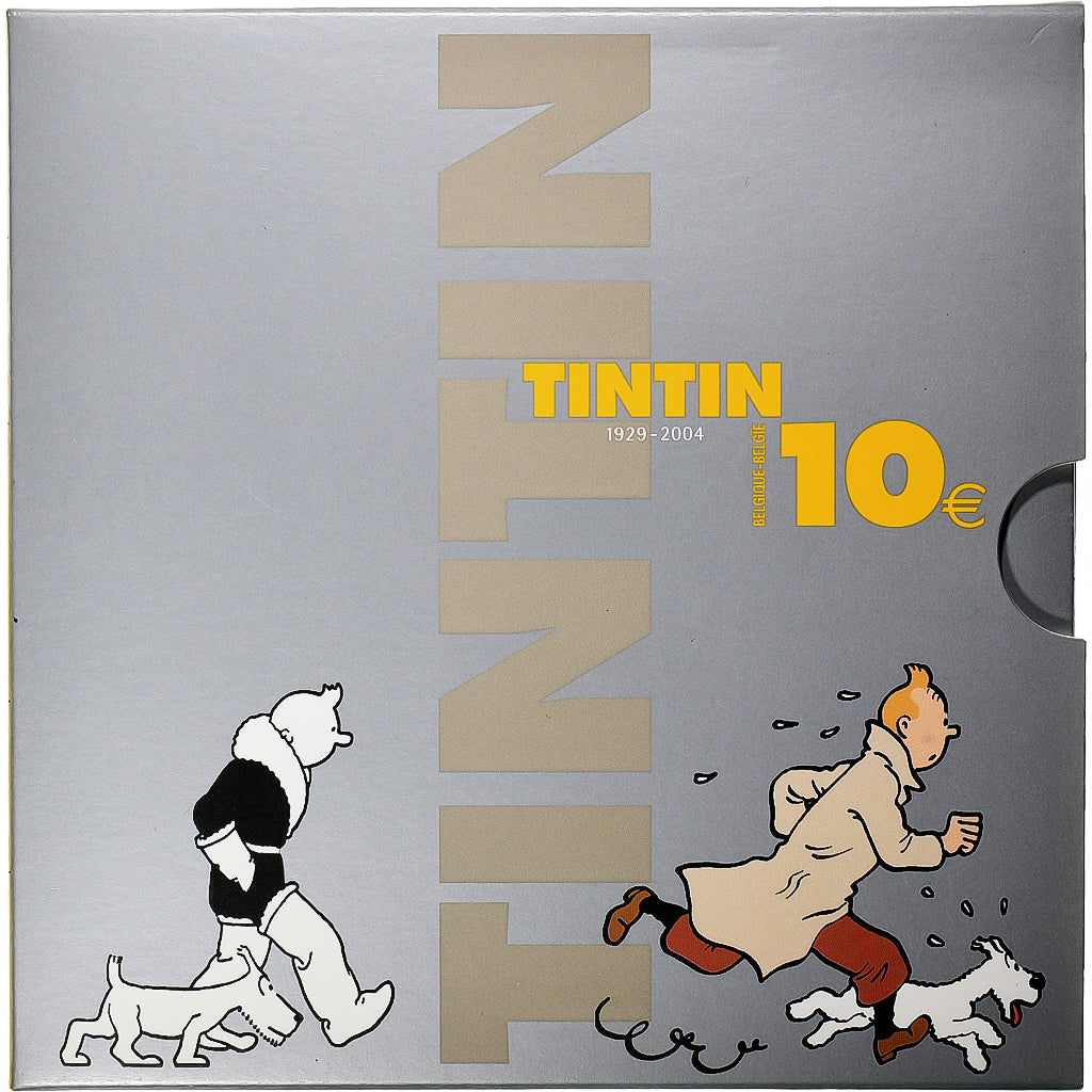 Belgium, 10 Euro, Tintin, 75e anniversaire, Proof, 2004, Brussels, Silver