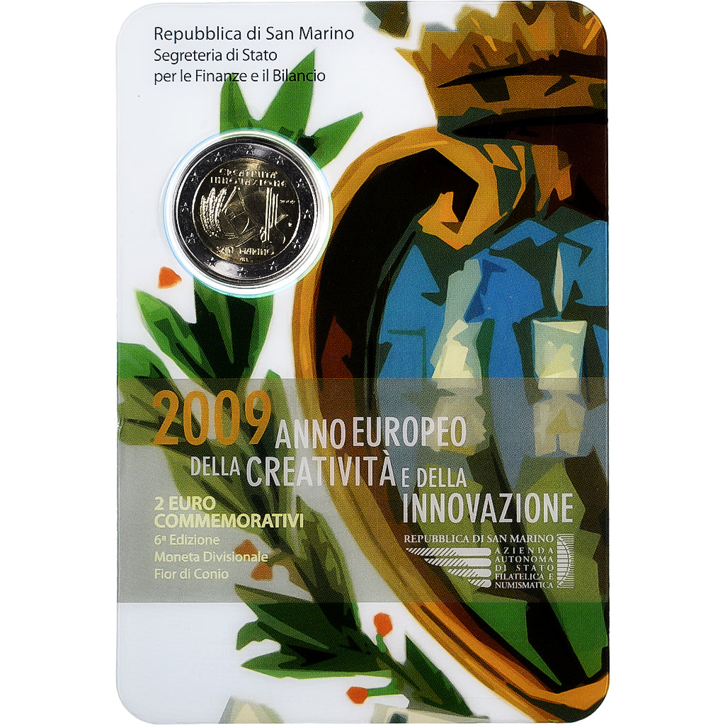 Saint Marin , 2 Euro, European Year of Creativity and Innovation, Coin card.FDC