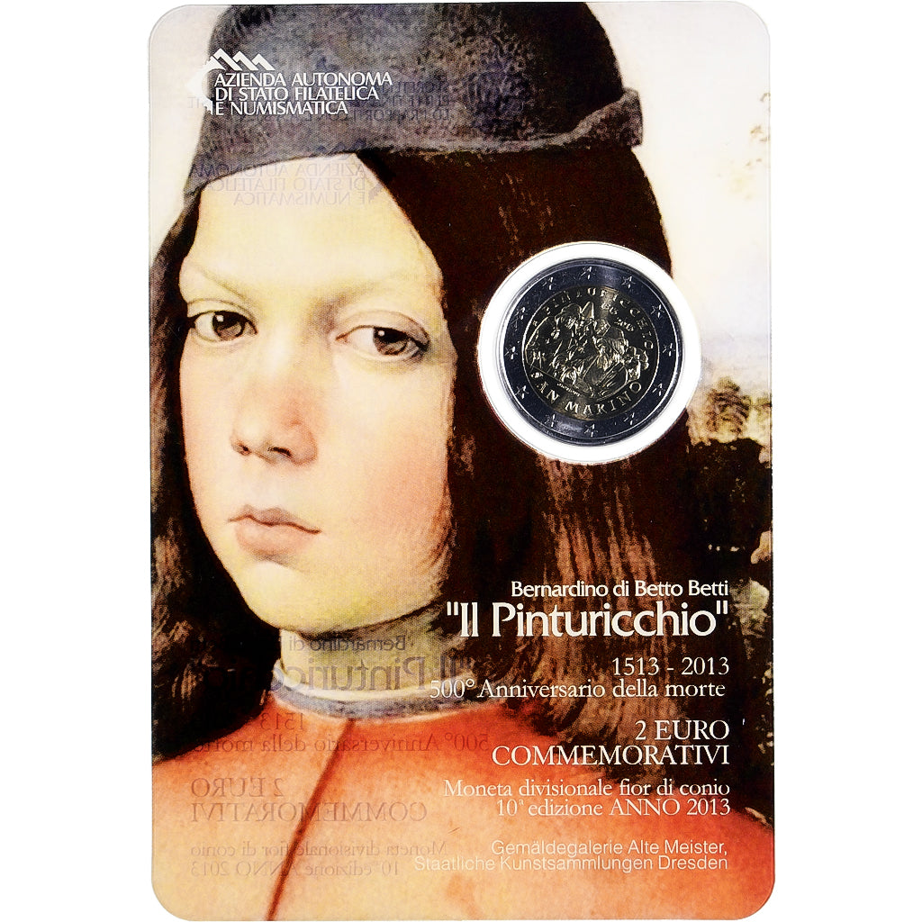 Saint Marin , 2 Euro, Il Pinturicchio, Coin card.FDC, 2013, Rome, Bimétallique