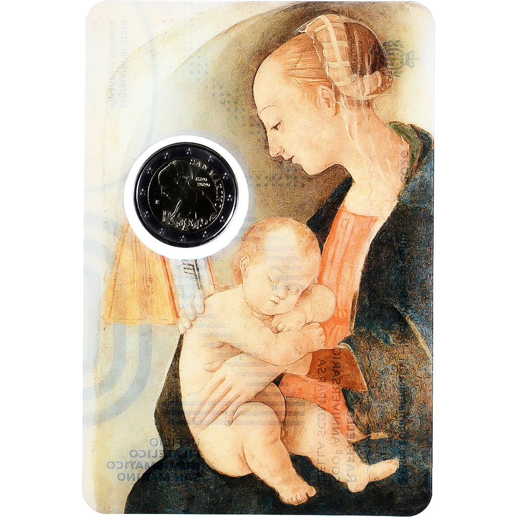 Saint Marin , 2 Euro, 500 ans de la mort de Raphaël, Coin card.FDC, 2020, Rome