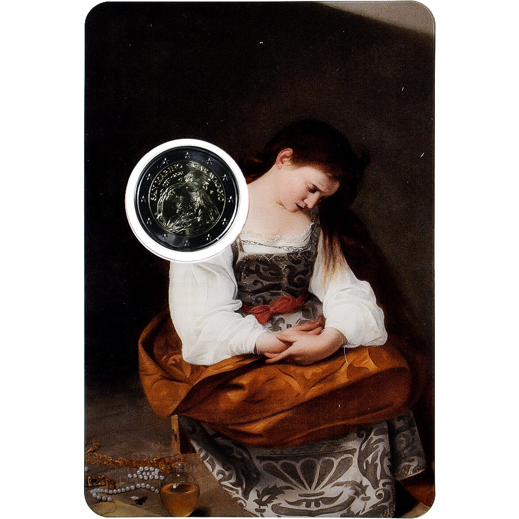 San Marino, 2 Euro, 450th Anniversary of the Birth of Caravaggio, Coin card.FDC