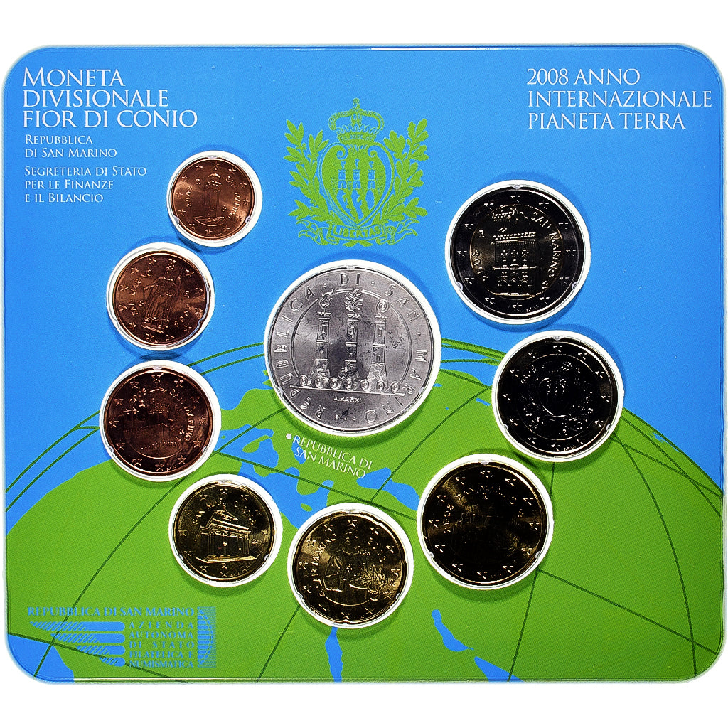 San Marino, Set 1 ct. - 5 Euro, Coin card.FDC, 2008, Rome, Bimetaliczny