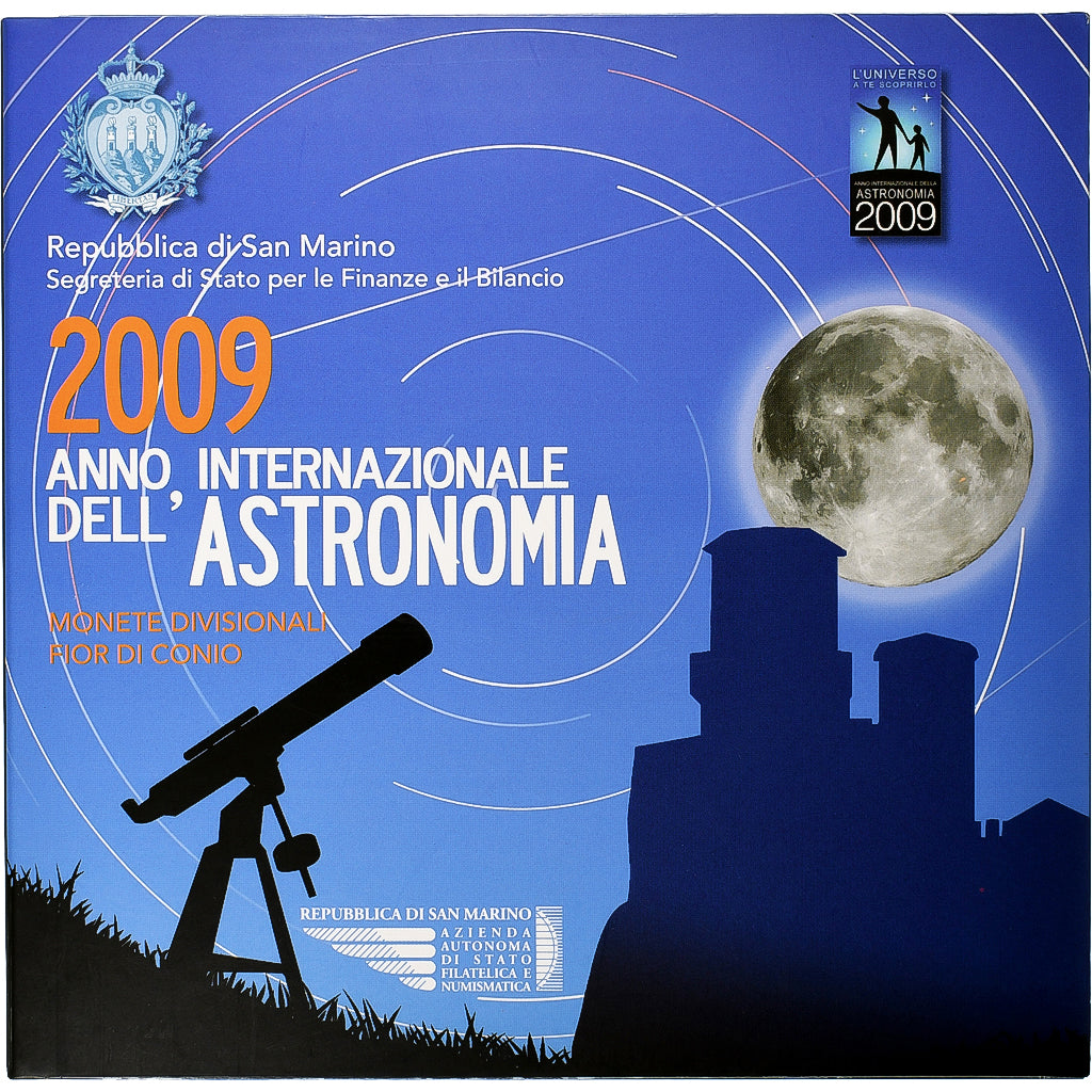 San Marino, Set 1 ct. - 5 Euro, International Year of Astronomy, Coin card.FDC