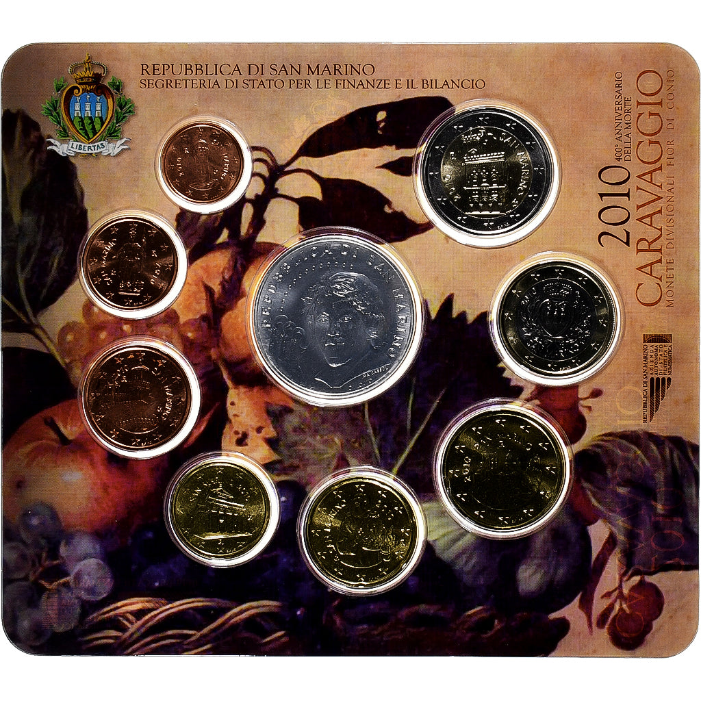 San Marino, Set 1 ct. - 5 Euro, Caravaggio, Coin card.FDC, 2010, Rome