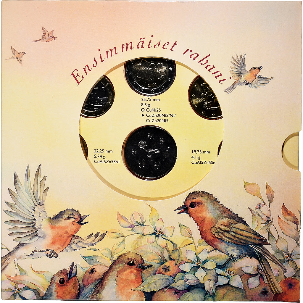 Finland, Set 1 ct. - 2 Euro + Token, Ensimmäiset rabani, FDC, 2002, Vantaa