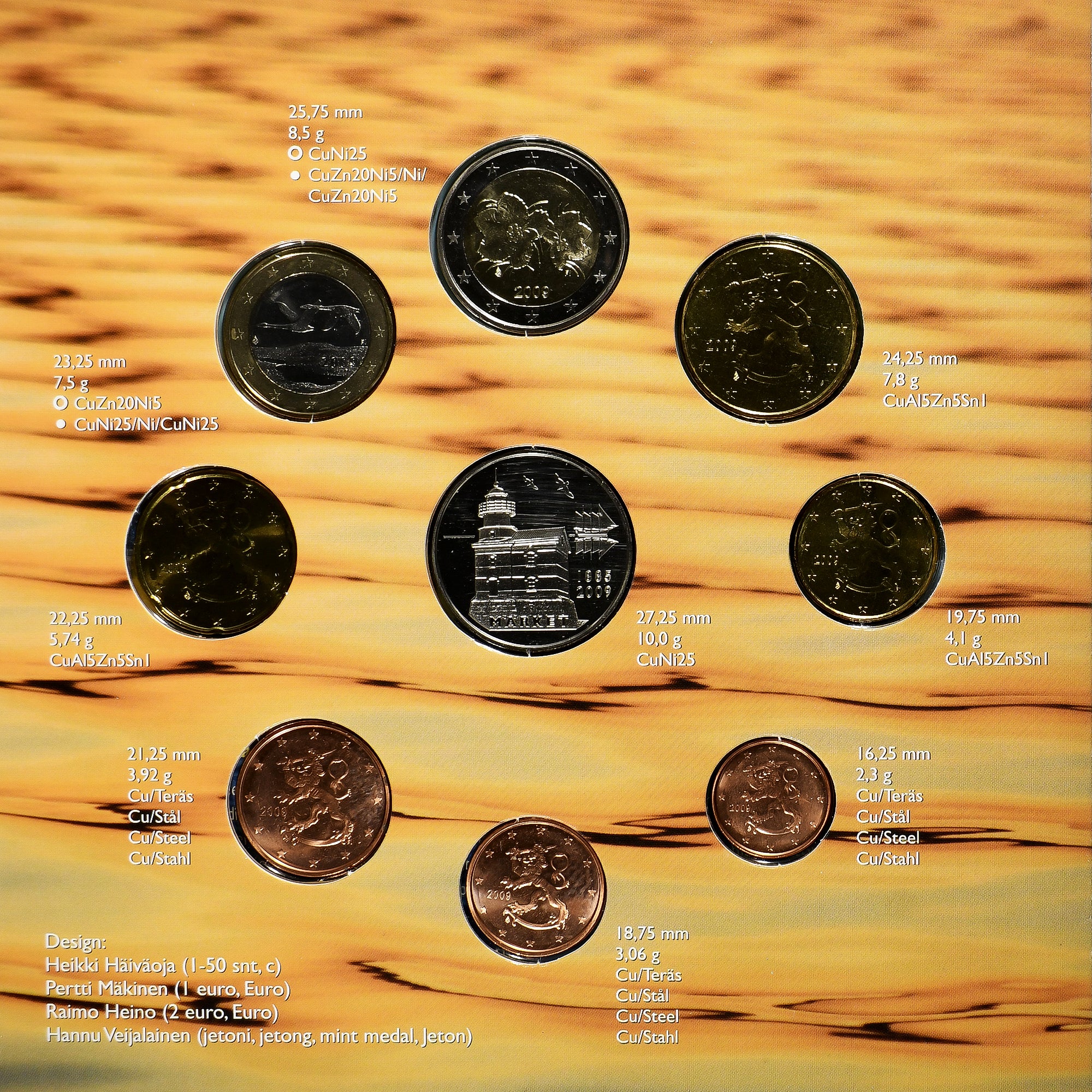 Finnland, Set 1 ct. - 2 Euro + Token, FDC, 2009, Vantaa, STGL