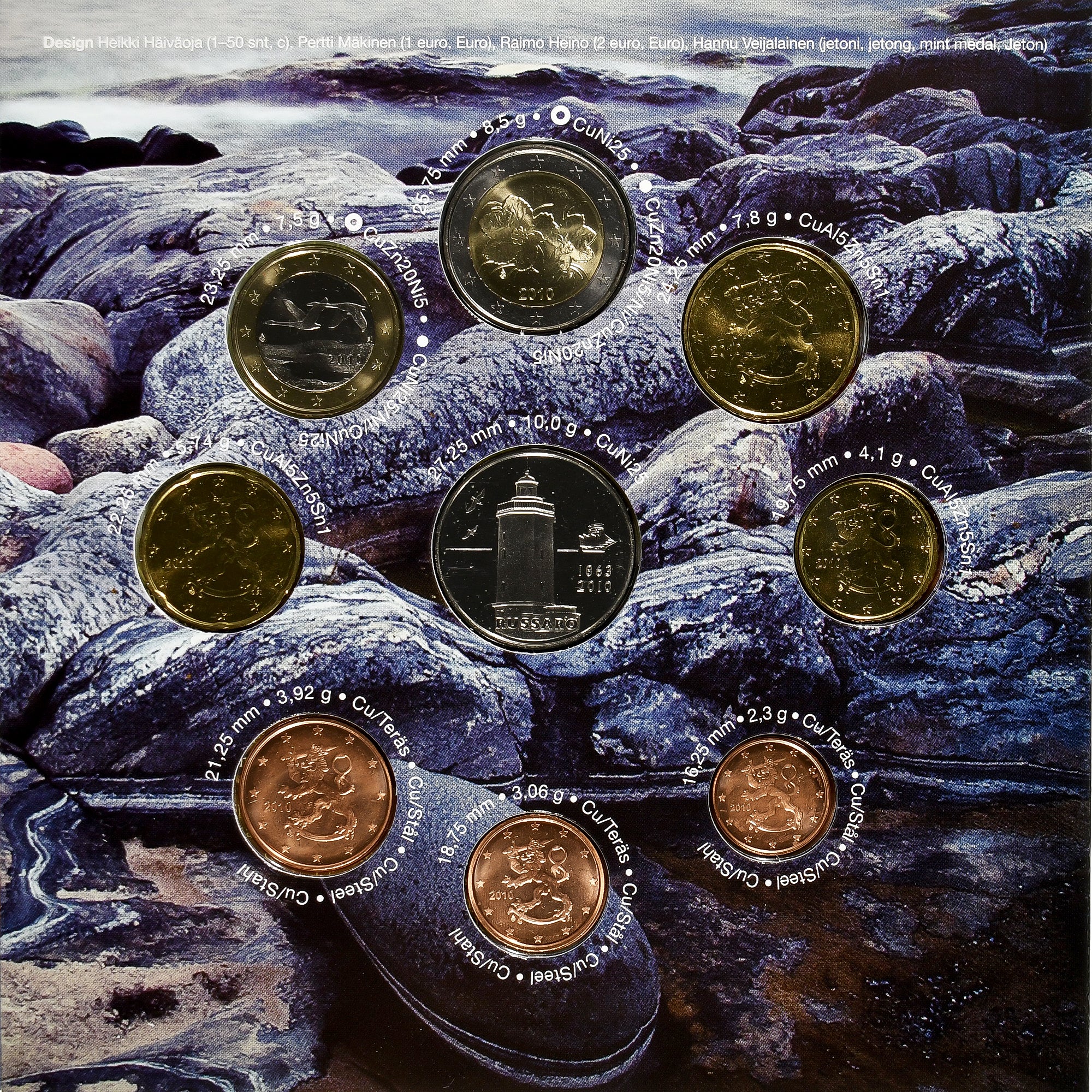 Finlândia, Set 1 ct. - 2 Euro + Token, FDC, 2010, Vantaa, N/D, MS(65-70)