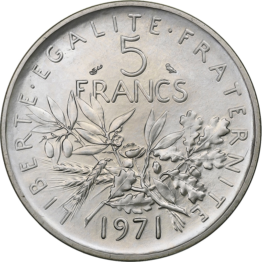 France, 5 Francs, Semeuse, 1971, MDP, Piéfort, Silver, MS(63), Gadoury:154.P2