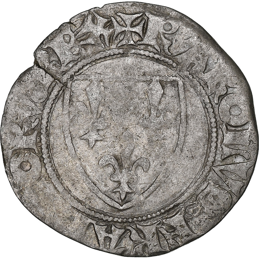 France, Charles VI, Blanc Guénar, 1389-1422, Troyes, Billon, TB+, Duplessy:377A