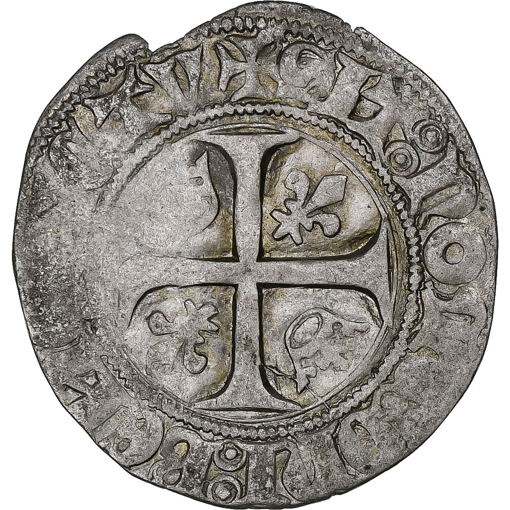 France, Charles VI, Blanc Guénar, 1389-1422, Troyes, Billon, VF(30-35)