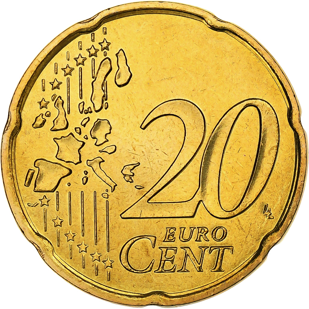 France, 20 Euro Cent, BU, 2002, MDP, Nordic gold, MS(63), KM:1286