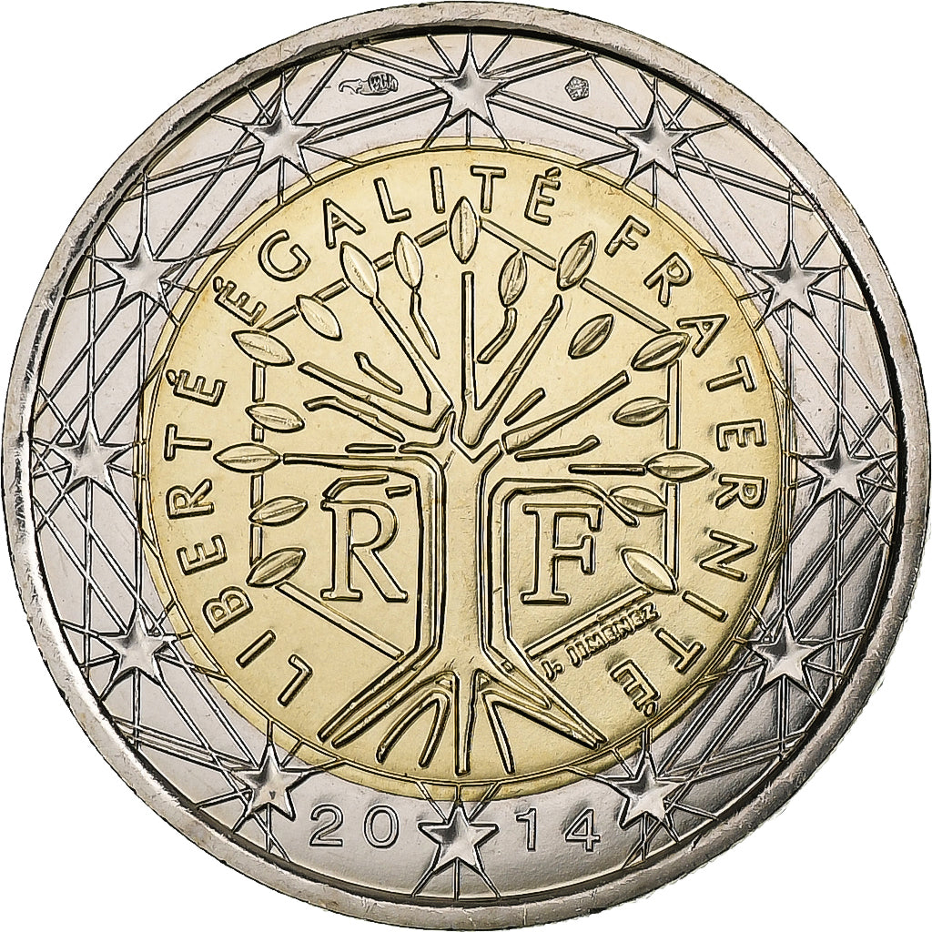 France, 2 Euro, BU, 2014, MDP, Bimétallique, SPL, KM:1289