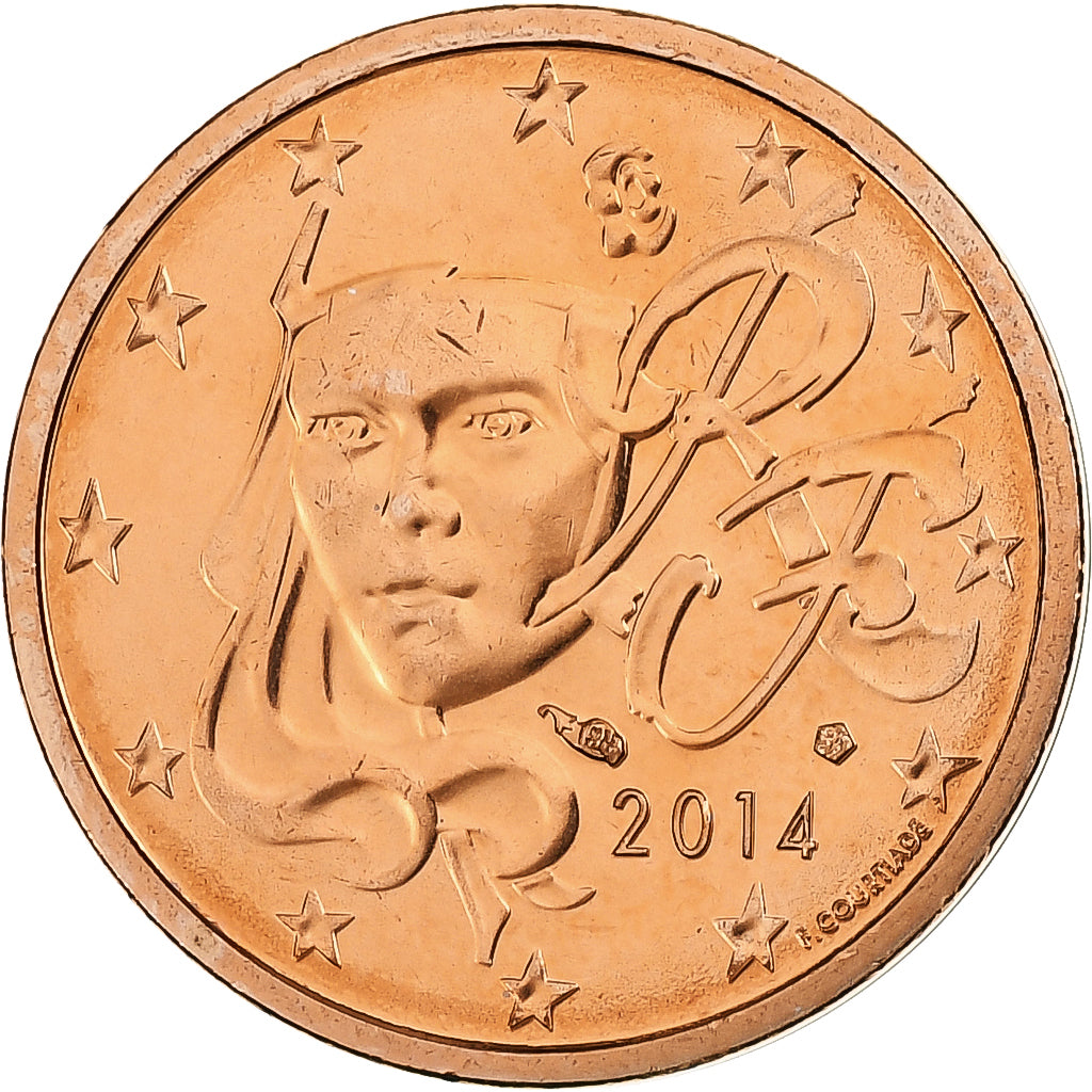 França, 2 Euro Cent, BU, 2014, MDP, Aço Cromado a Cobre, MS(63), KM:1283