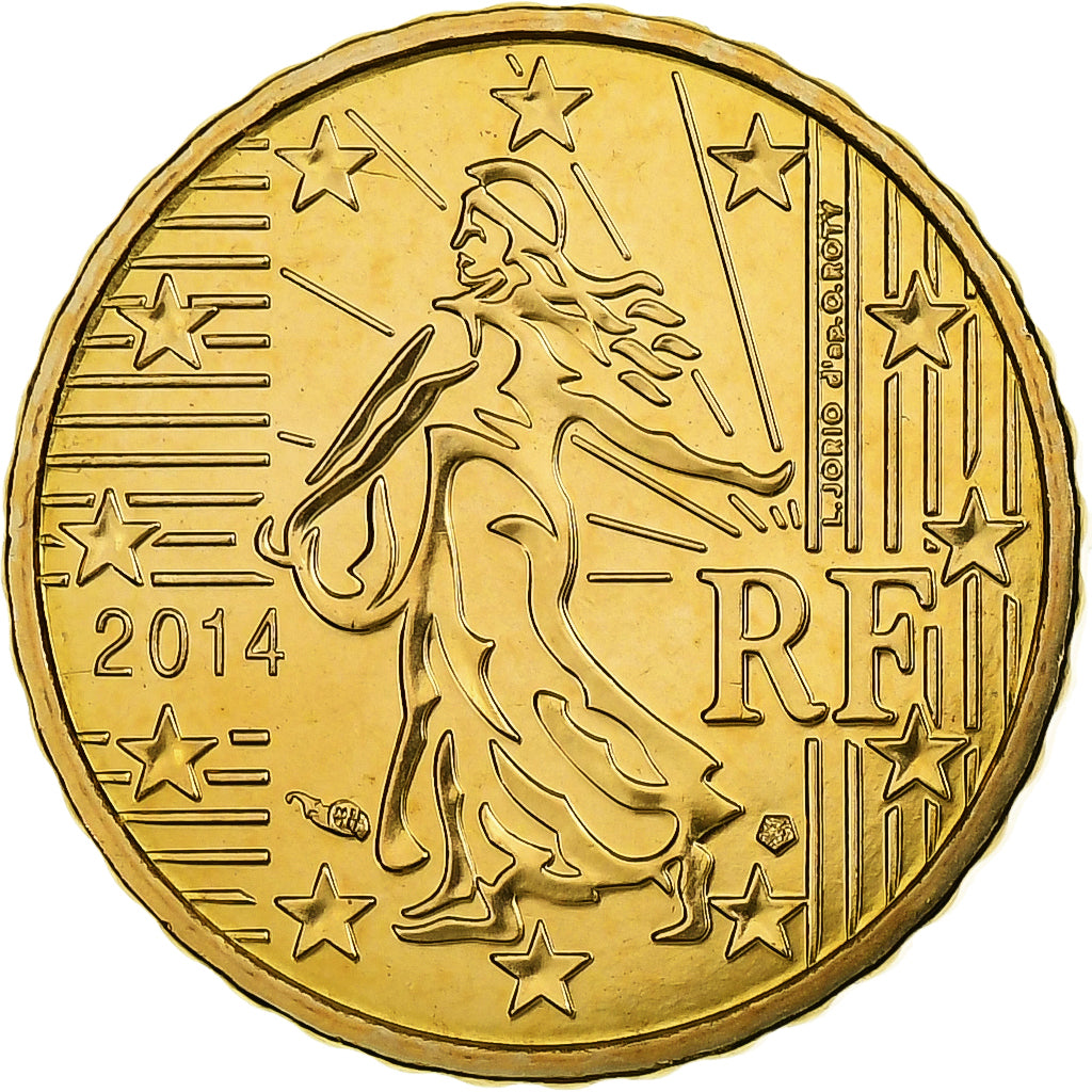 France, 10 Euro Cent, BU, 2014, MDP, Nordic gold, MS(63), KM:1285