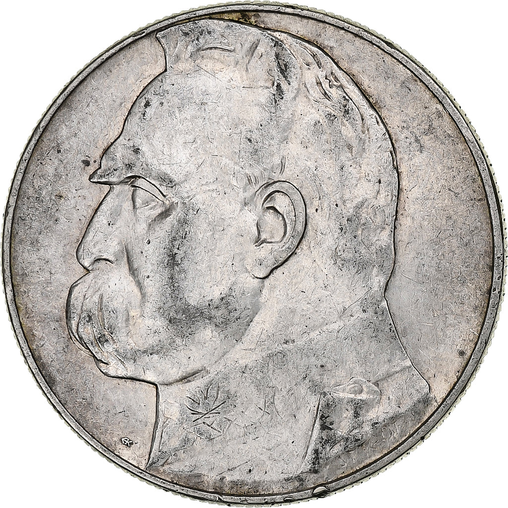 Polónia, 10 Zlotych, Josef Pilsudski, 1936, Warsaw, Prata, AU(50-53), KM:29