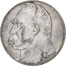 Polónia, 10 Zlotych, Josef Pilsudski, 1936, Warsaw, Prata, AU(50-53), KM:29