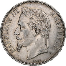 France, Napoleon III, 5 Francs, 1870, Paris, Silver, AU(50-53), Gadoury:739