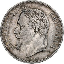 Francja, Napoleon III, 5 Francs, 1868, Strasbourg, Srebro, EF(40-45)
