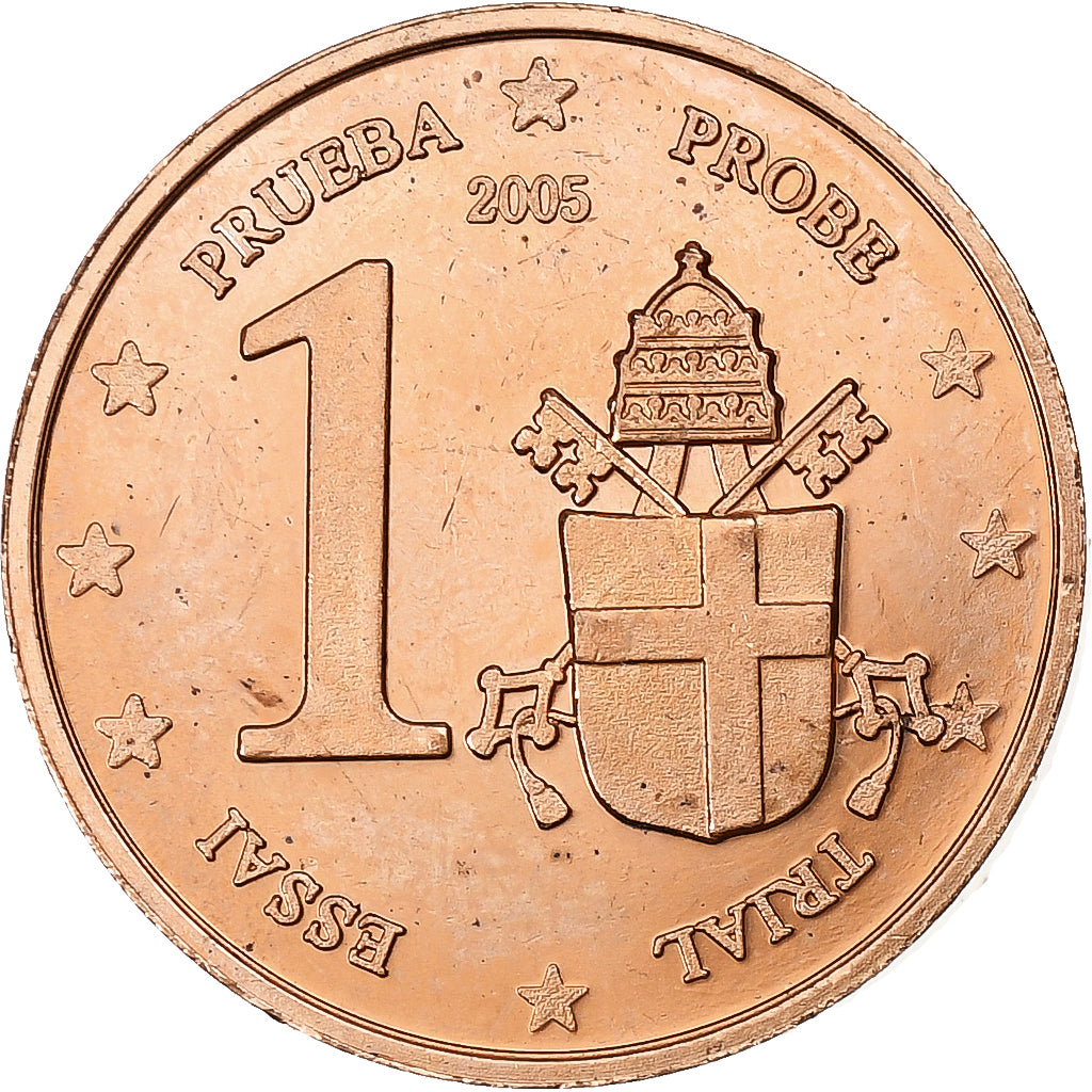 Vaticano, Token, 1 C, Essai-Trial Jean Paul II, 2005, Aço Cromado a Cobre