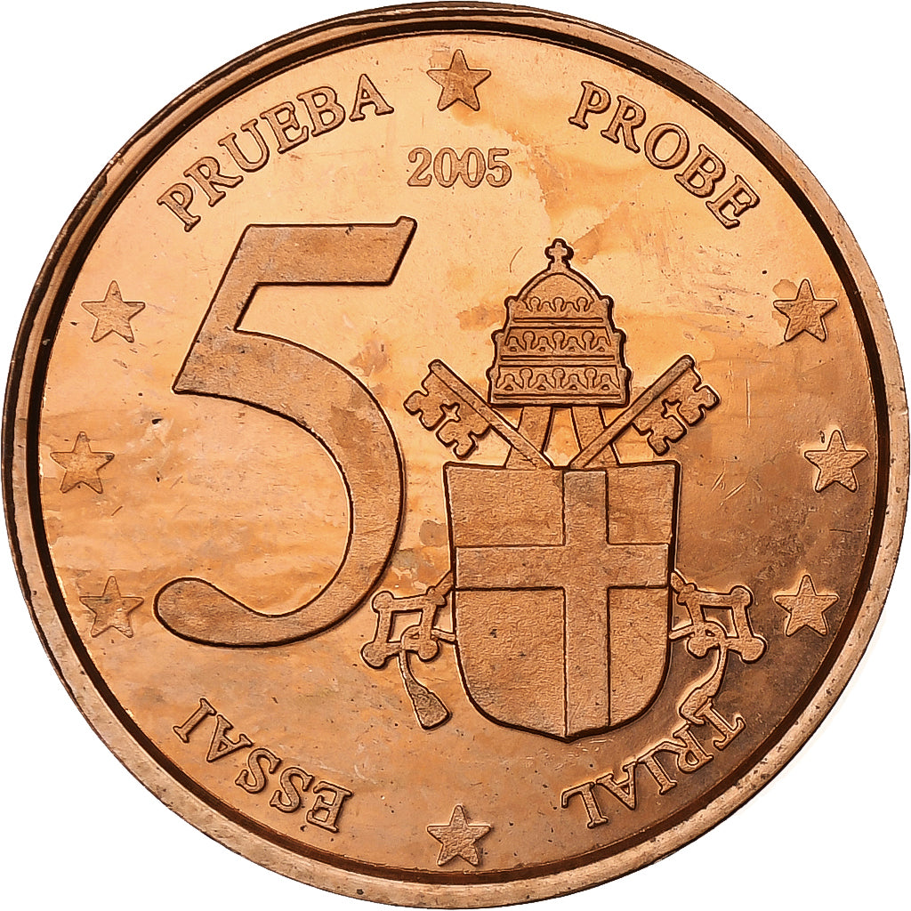 Vaticano, Token, 5 C, Essai-Trial Jean Paul II, 2005, Aço Cromado a Cobre