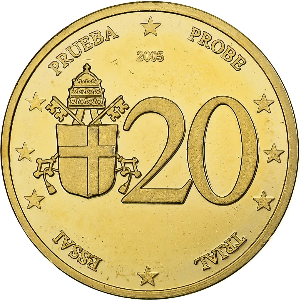 Vatican, Token, 20 C, Essai-Trial Jean Paul II, 2005, Brass, AU(55-58)