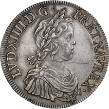 France, Louis XIV, Écu à la mèche courte, 1643, Paris, Silver, AU(55-58)
