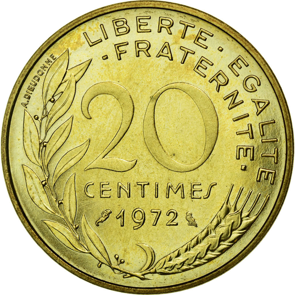 Coin, France, Marianne, 20 Centimes, 1972, Paris, MS(65-70), Aluminum-Bronze