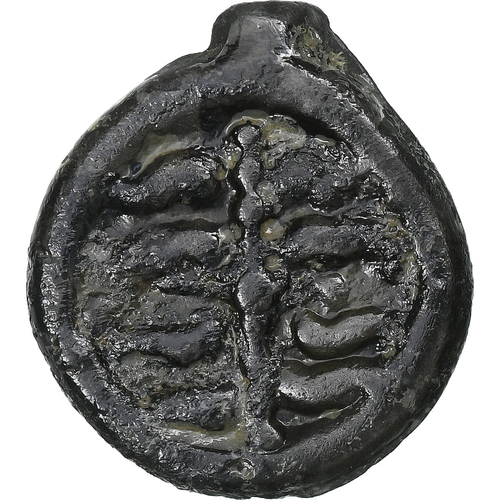Nervii, Potin au rameau, 1st century BC, Bronze, SS, Delestrée:629