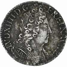 Francia, Louis XIV, 1/10 Écu aux 3 couronnes, 1711, Lyon, Plata, MBC+