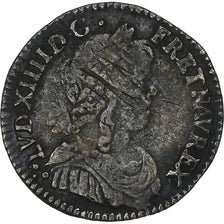 França, Louis XIV, 1/12 Ecu à la mèche longue, 1653, Rennes, Prata